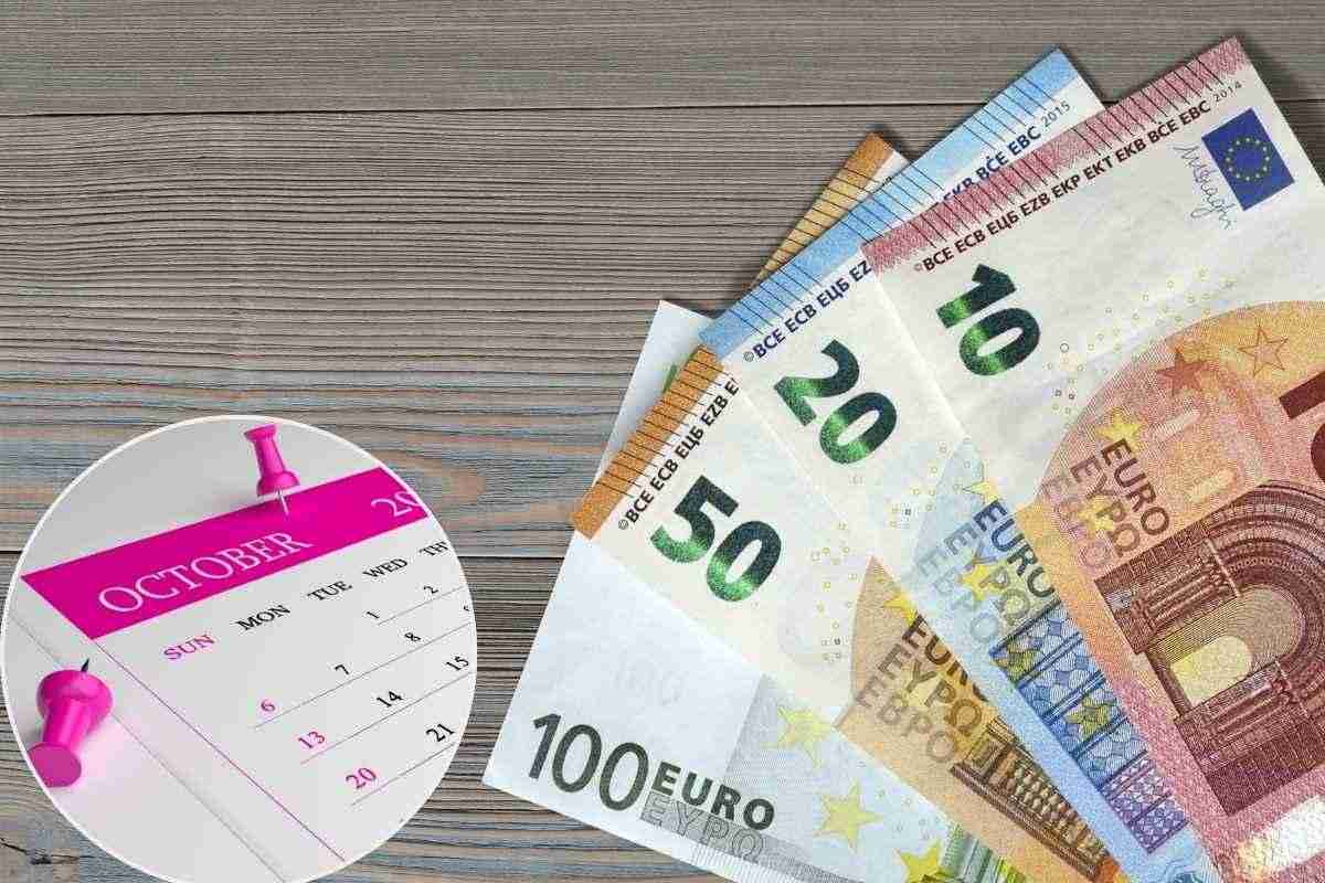 Euro banconote calendario ottobre