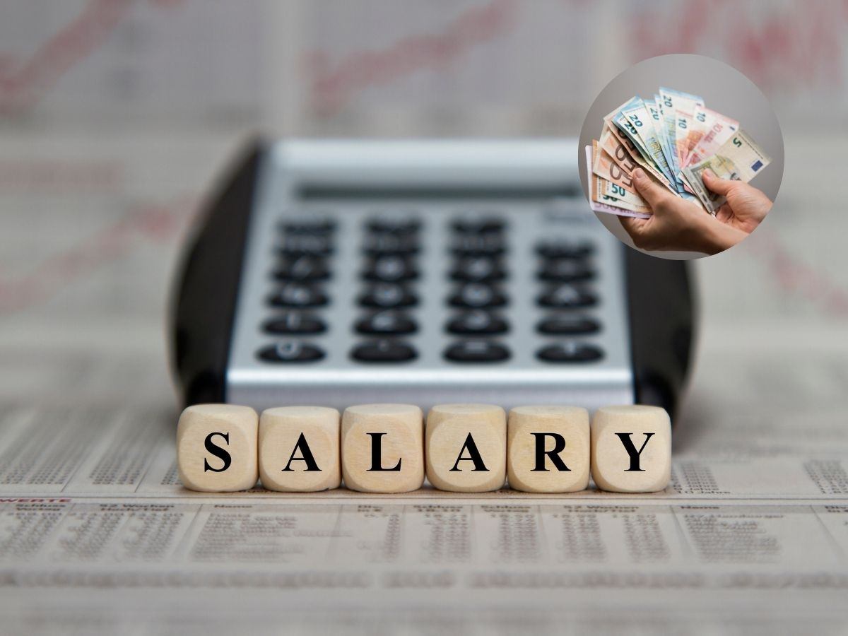 calcolatrice e dadi su scritto Salary