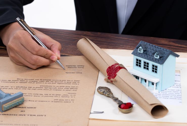 firma di vendita e casa in miniatura